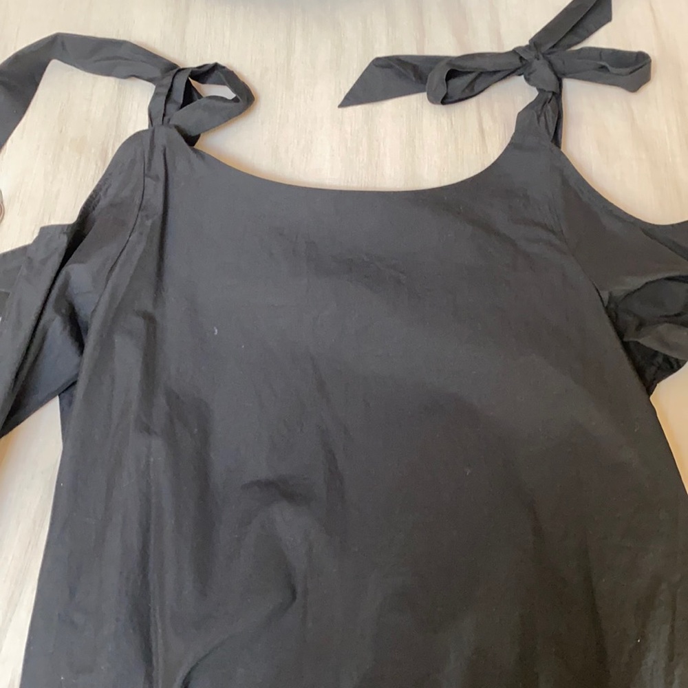 Frame denim bow sleeve black dress